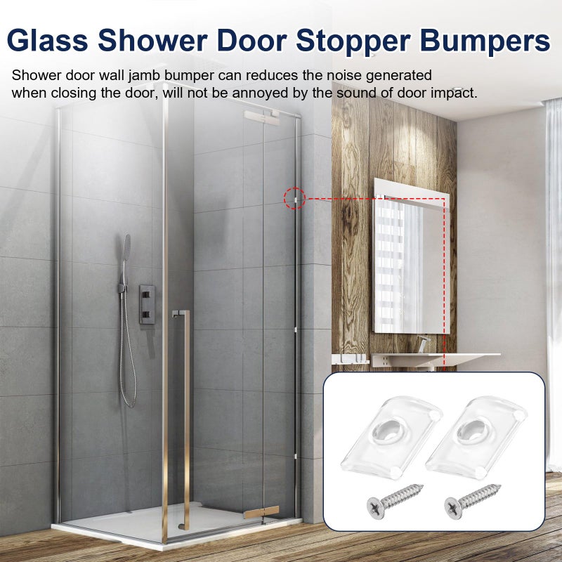 HEBRAR Glass Shower Door Bumpers for Glass Sliding Doors, Wall Jamb Bumper with Screws for Use with Sliding Tub Enclosure Sliding Shower Door Replacement Parts 2pcs - Image 5